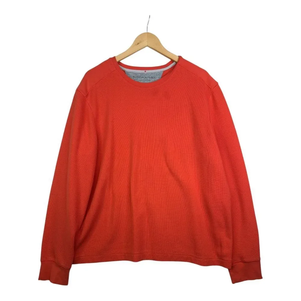 Banana Republic Waffle‎ Knit Long Sleeve Crewneck size XXL Orange